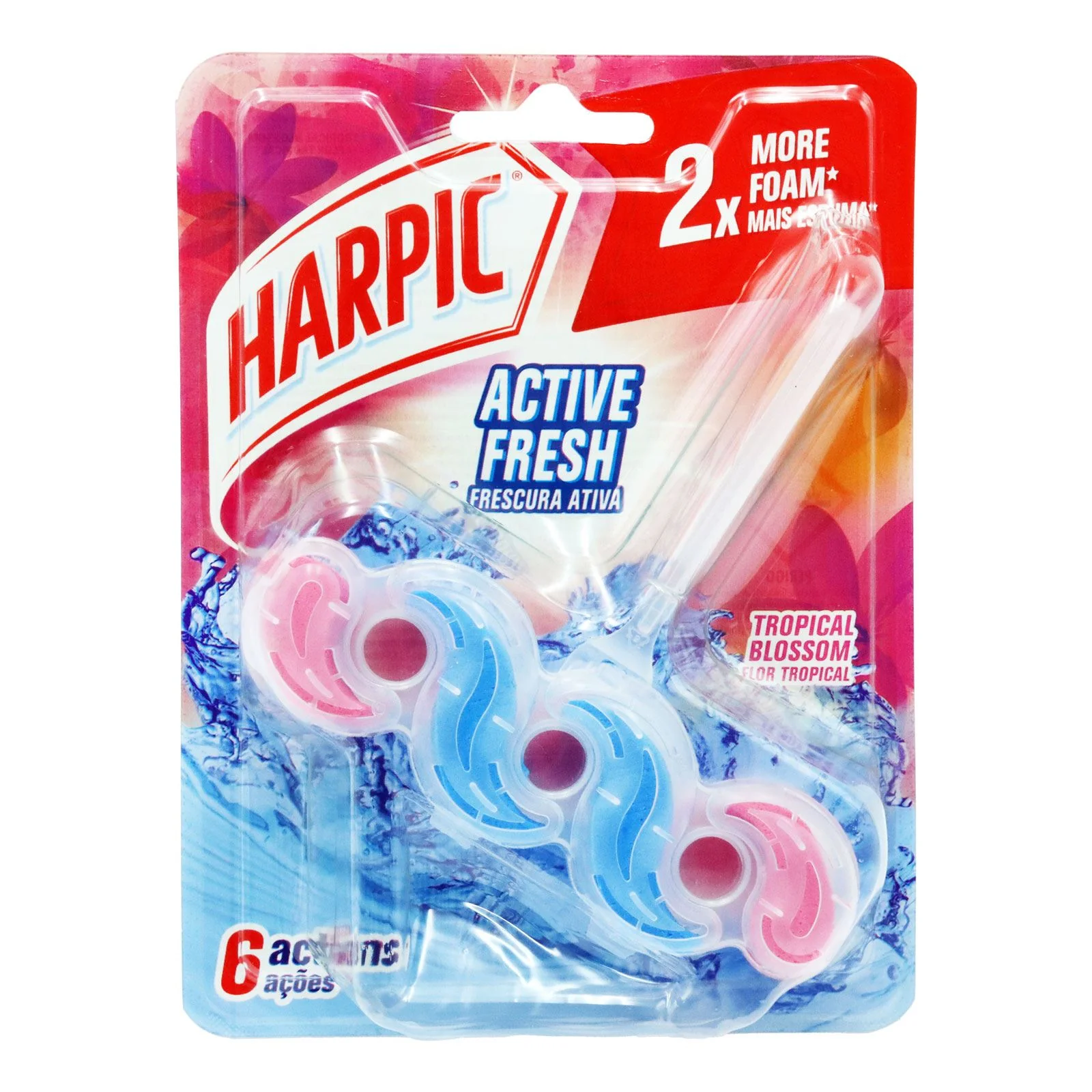 Harpic Active Fresh Toilet Rim Block, Tropical Blossom 39g