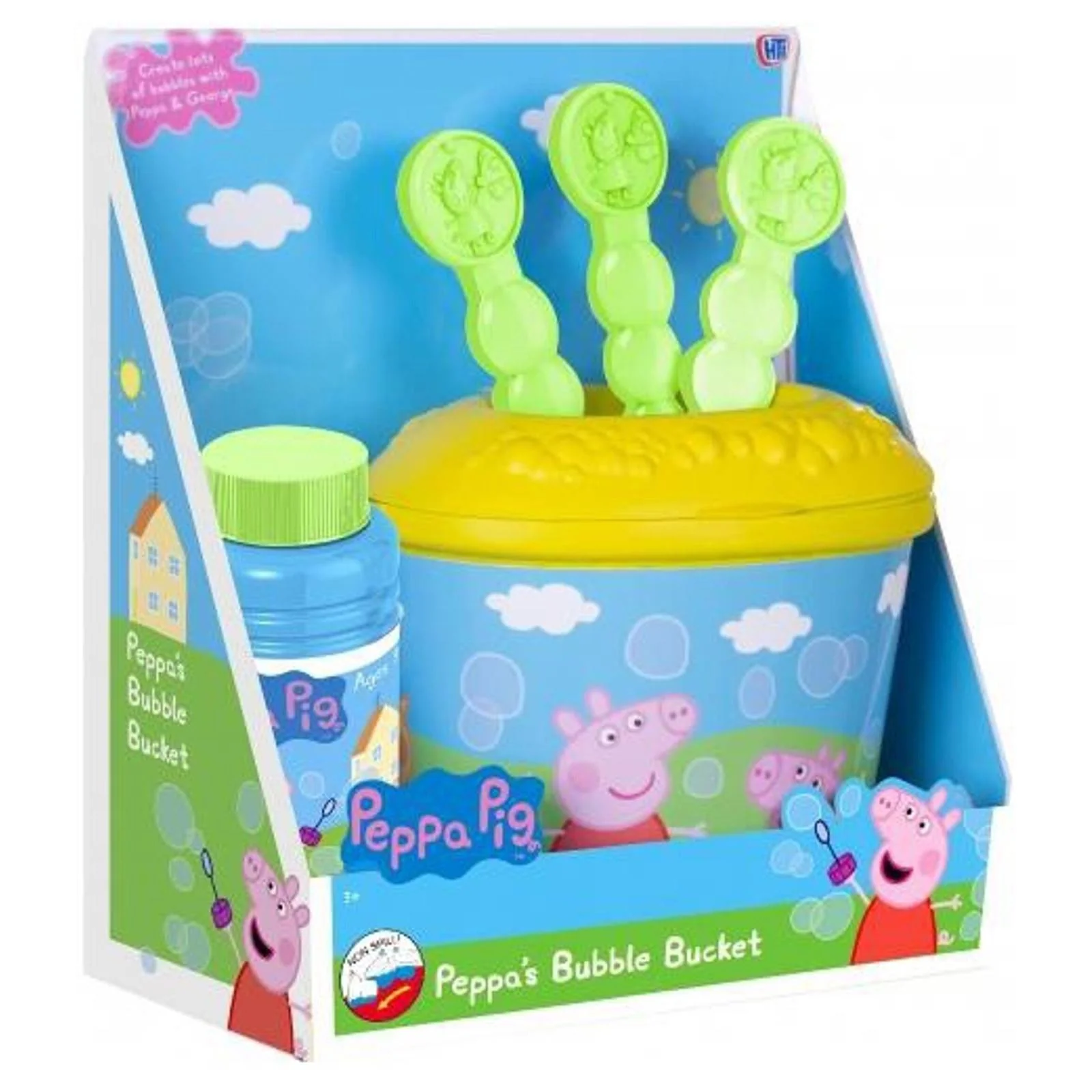 HTI Peppa Pig Bubble Bucket 3 Bubble Wands Dip & Wave - Image 2