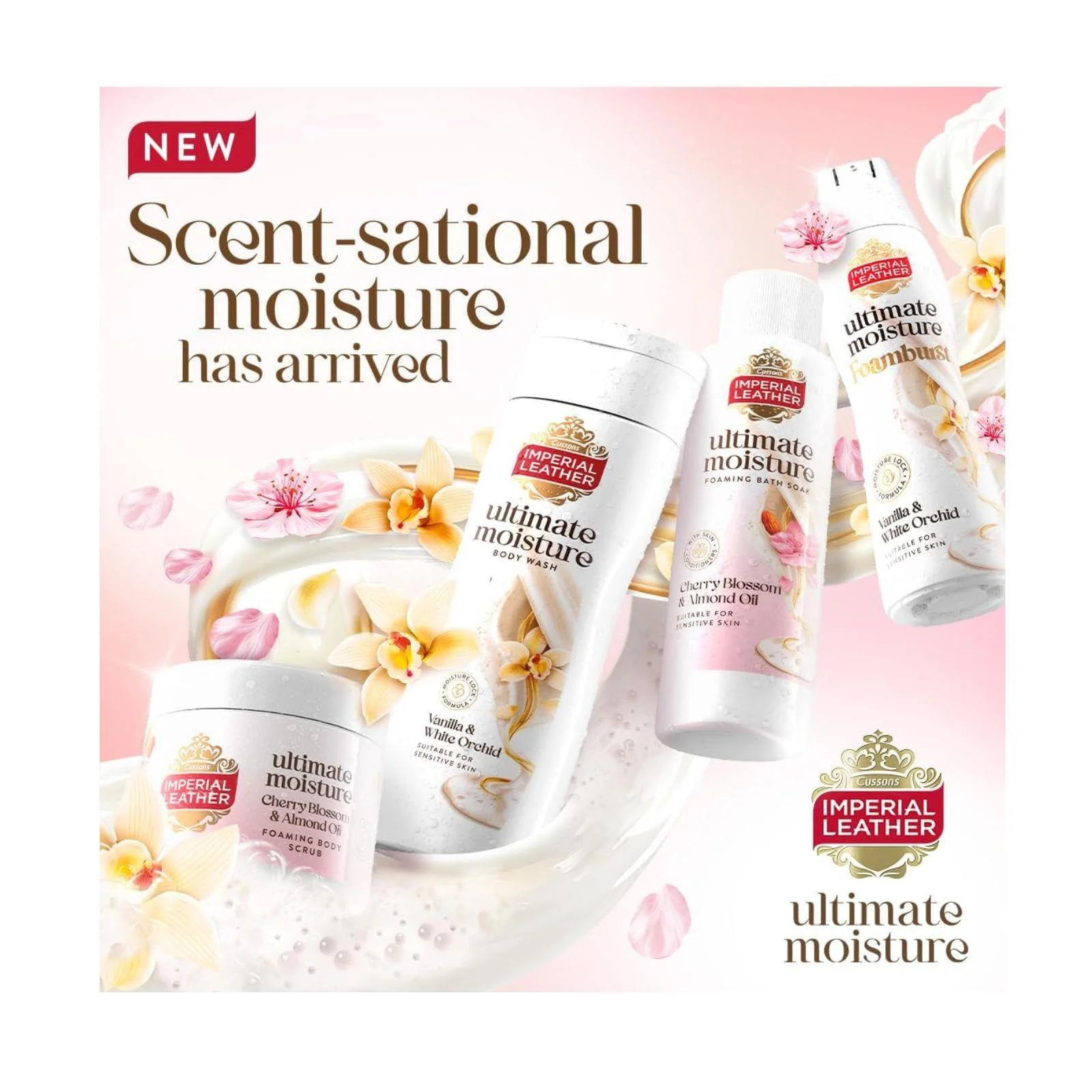Imperial Leather Ultimate Moisture Cherry Blossom & Almond Oil Foaming Exfoliating Body Scrub, 225ml - Image 5