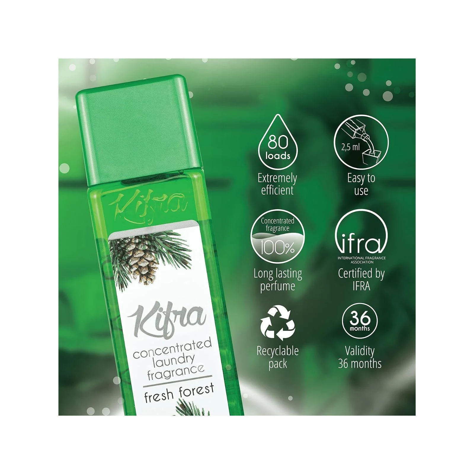 KIFRA Fresh Forest Concentrated Laundry Fragrance 200 ml 80 Wash Cycles - Image 3