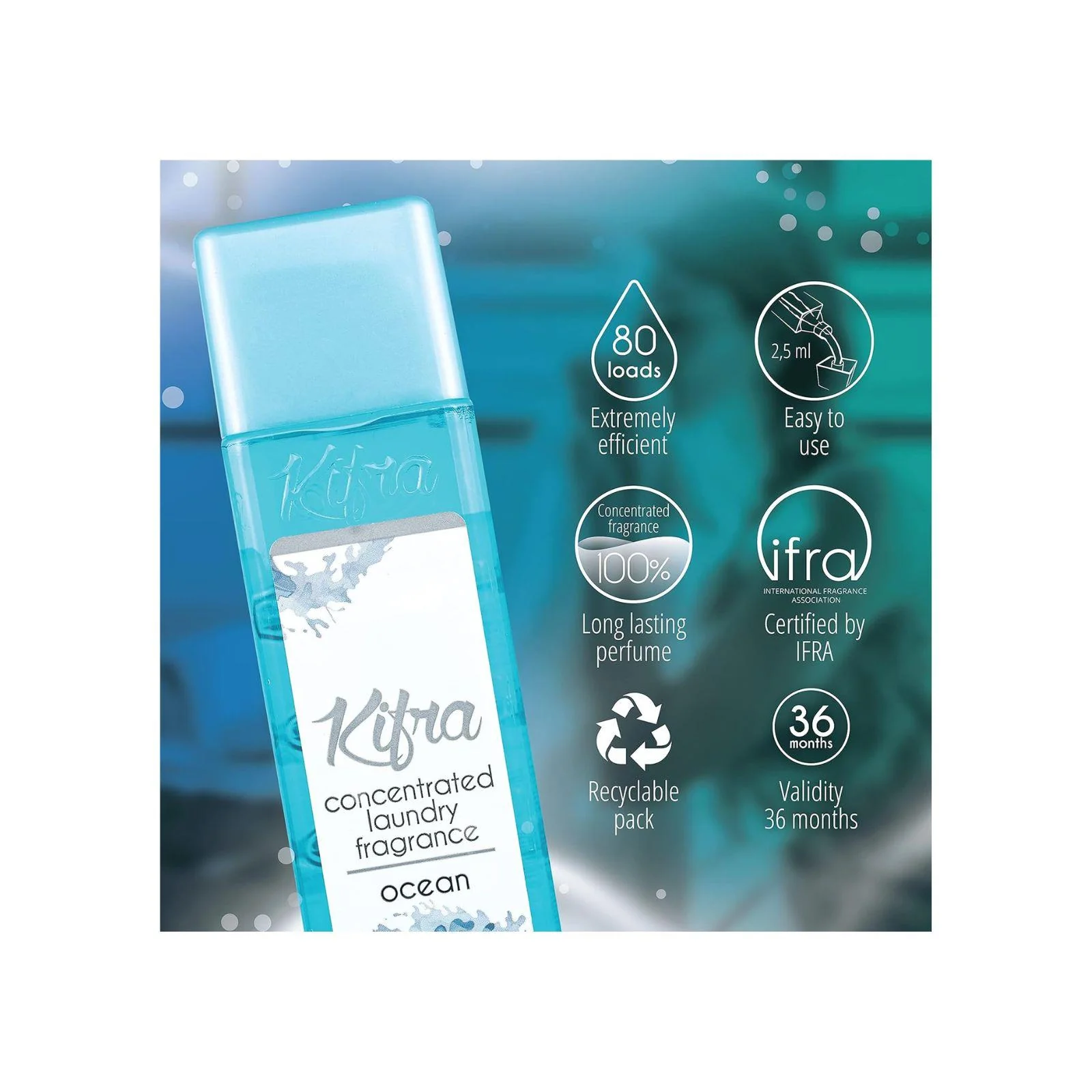 KIFRA OCEAN Concentrated Laundry Fragrance 6.76 Fl Oz 200ml 80 Washing Cycles - Image 4