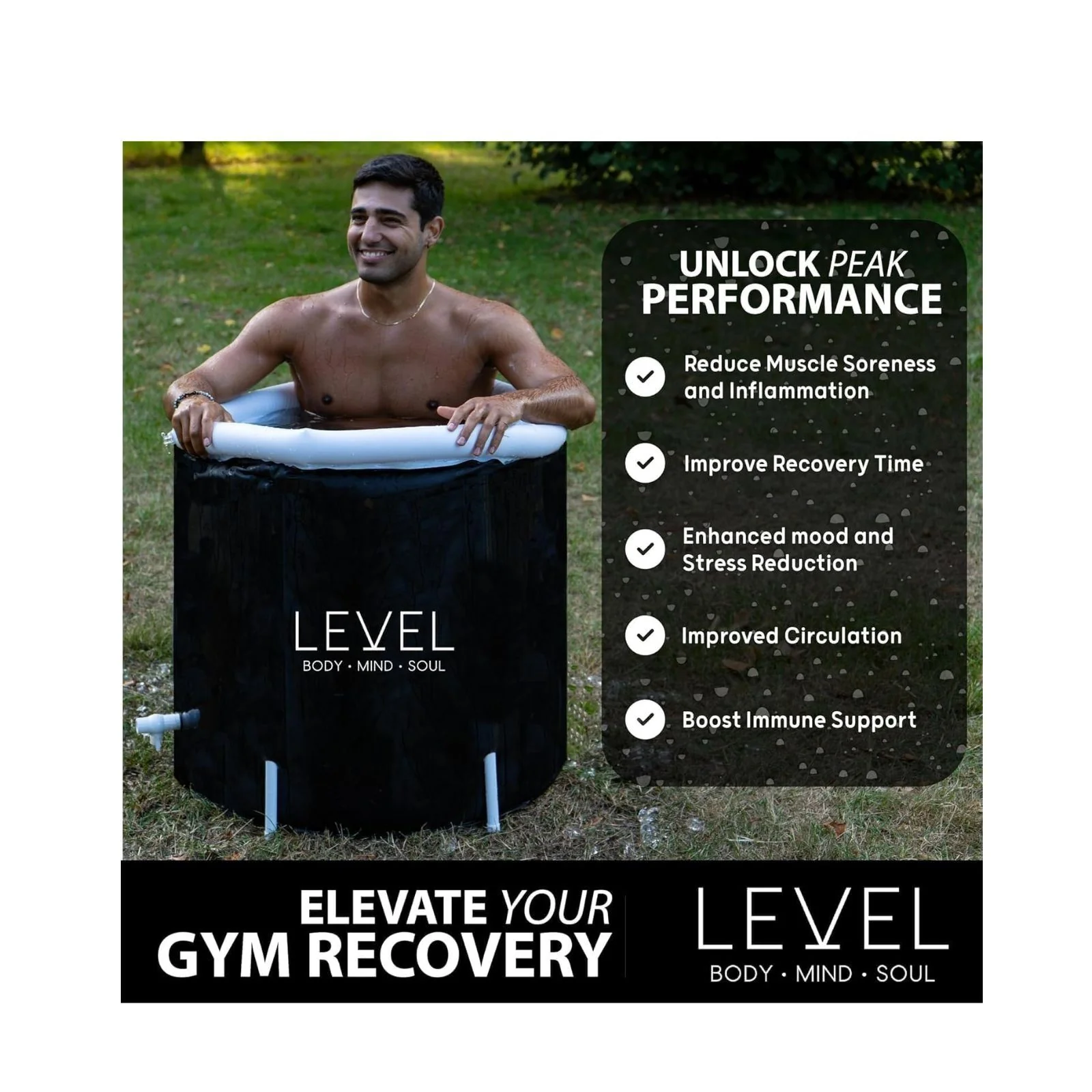 Level Body Mind Soul Portable Ice Bath 75cm x 75cm - Image 2