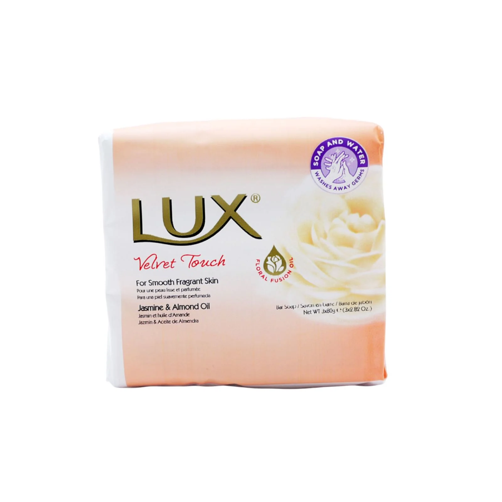 Lux Velvet Touch Soap Bar with Jasmine & Almond Oil 80g Pack of 3