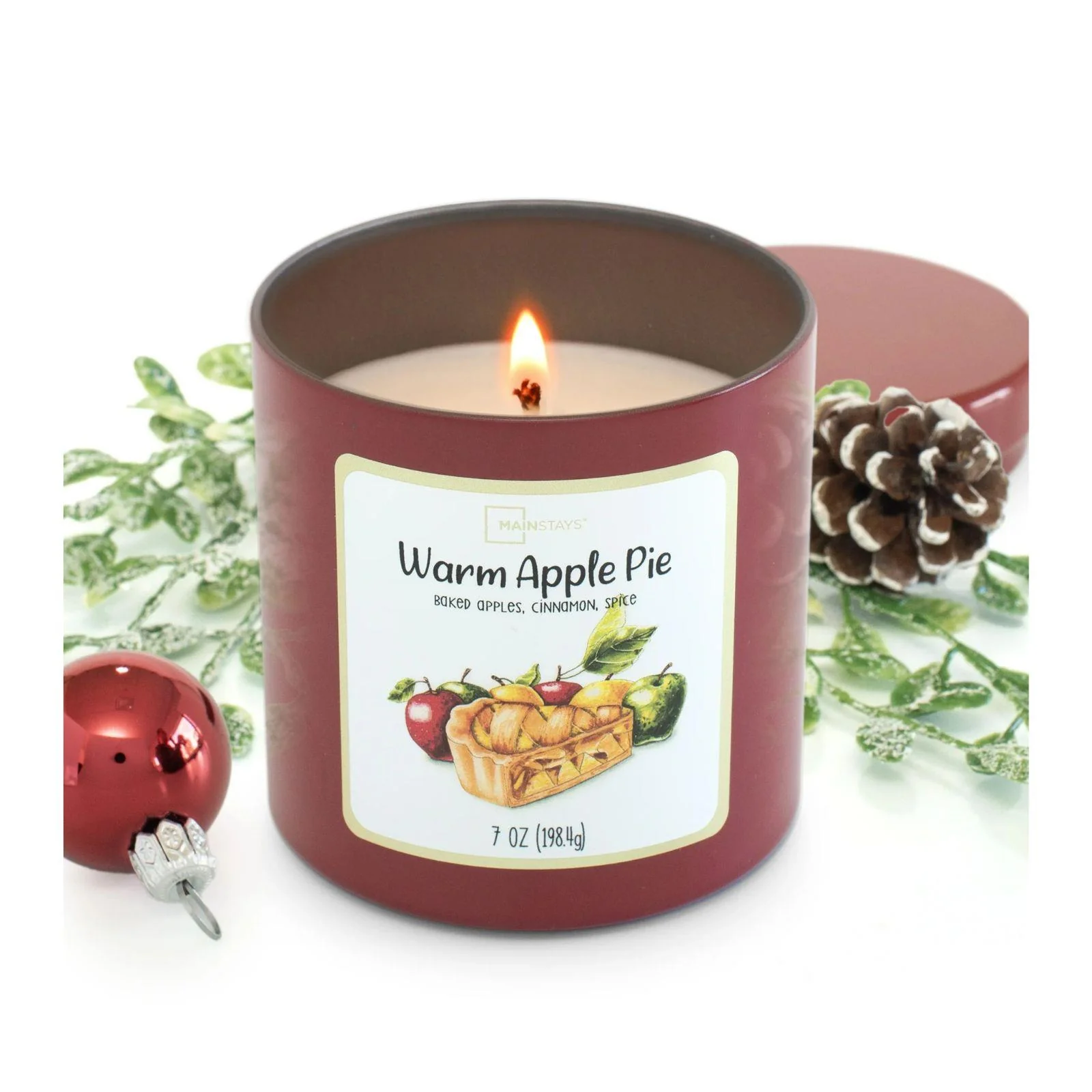 Mainstays Scented Single Wick Tin Candle, Warm Apple Pie, 7 oz. - Image 2