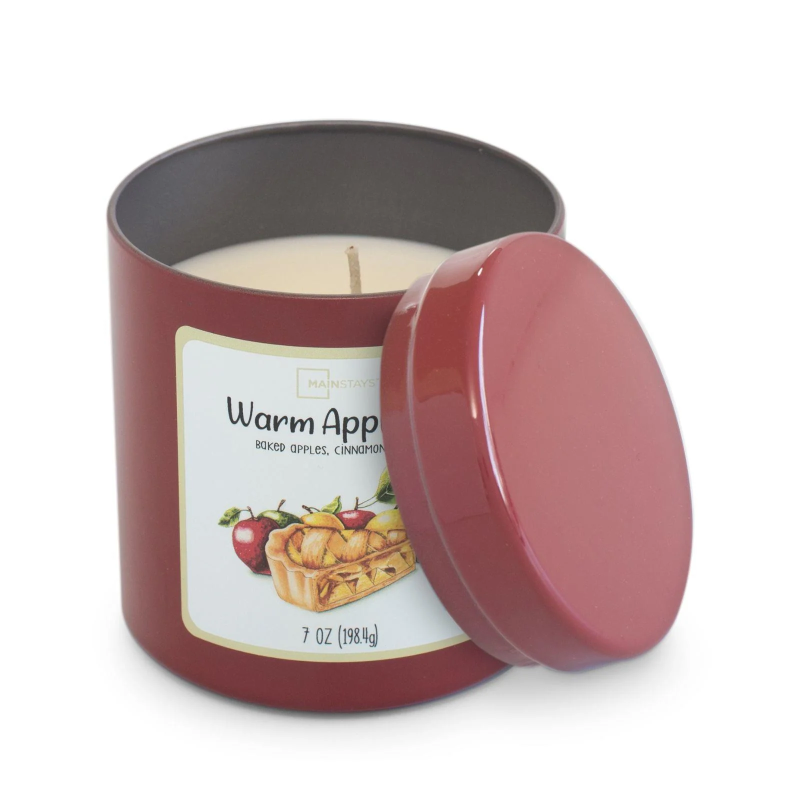 Mainstays Scented Single Wick Tin Candle, Warm Apple Pie, 7 oz. - Image 3