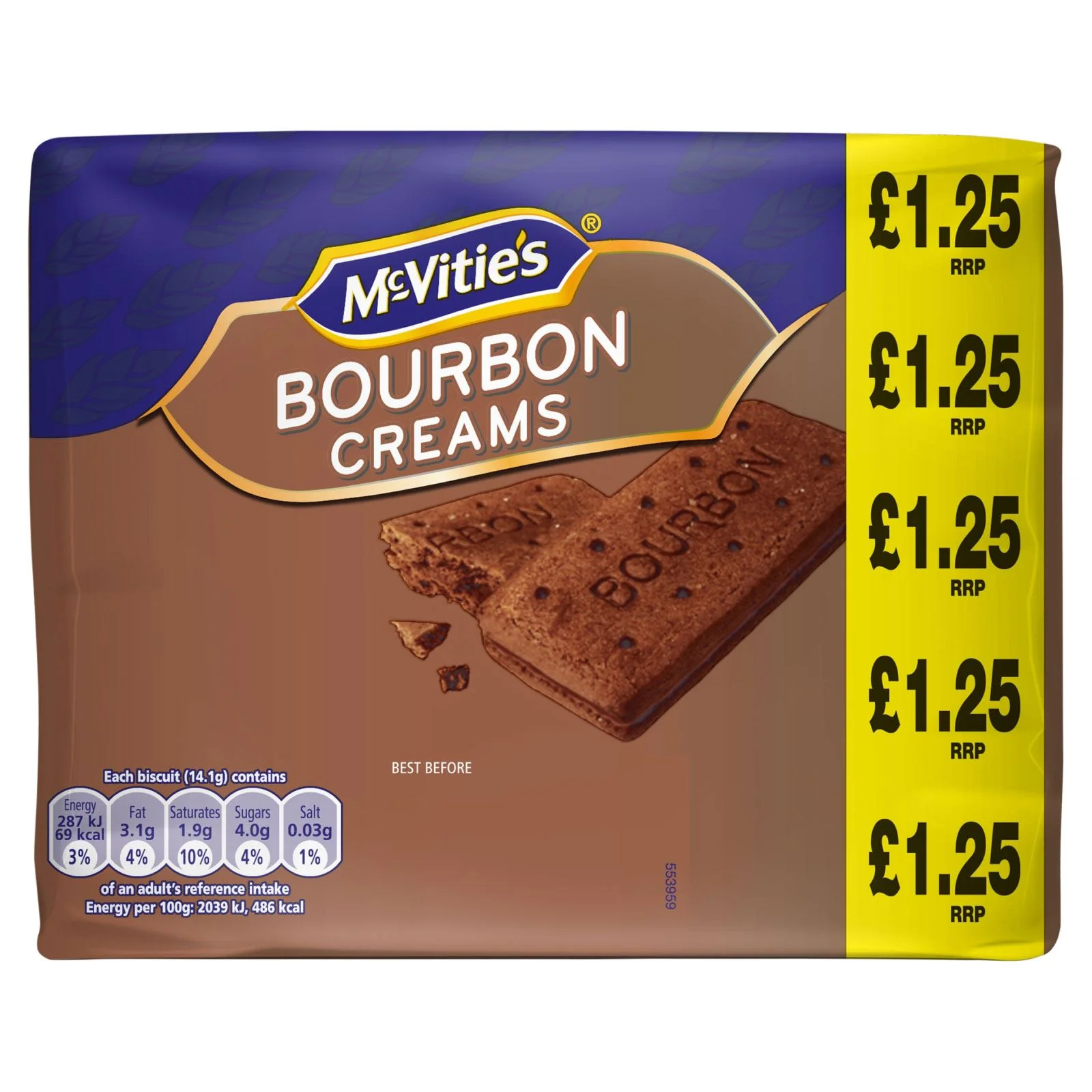 McVities Bourbon Creams Biscuits Pm £1.25 300g (Box of 12)