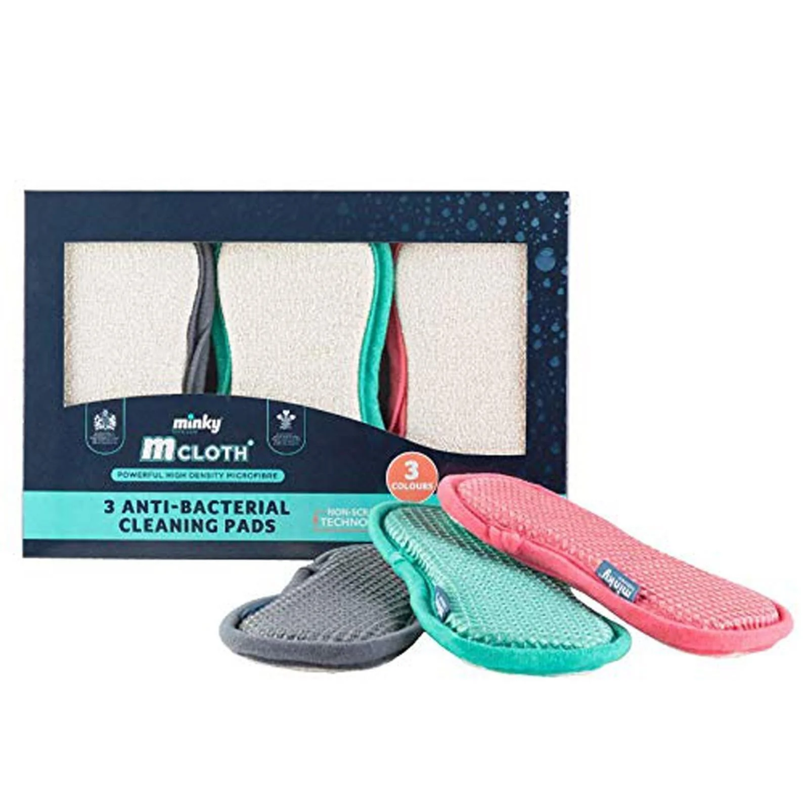 Minky M Cloth 3 Pack Anti-Bacterial Cleaning Pads - Image 2