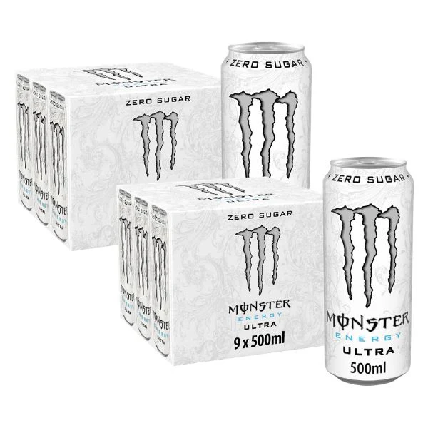 Monster Ultra Energy Drink Zero Sugar, 18 Cans (2 x 9 x 500ml)