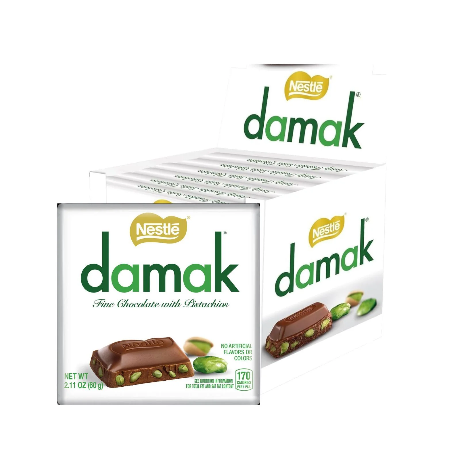 Nestle Damak Fine Chocolate with Pistachios 60g (Box of 6)