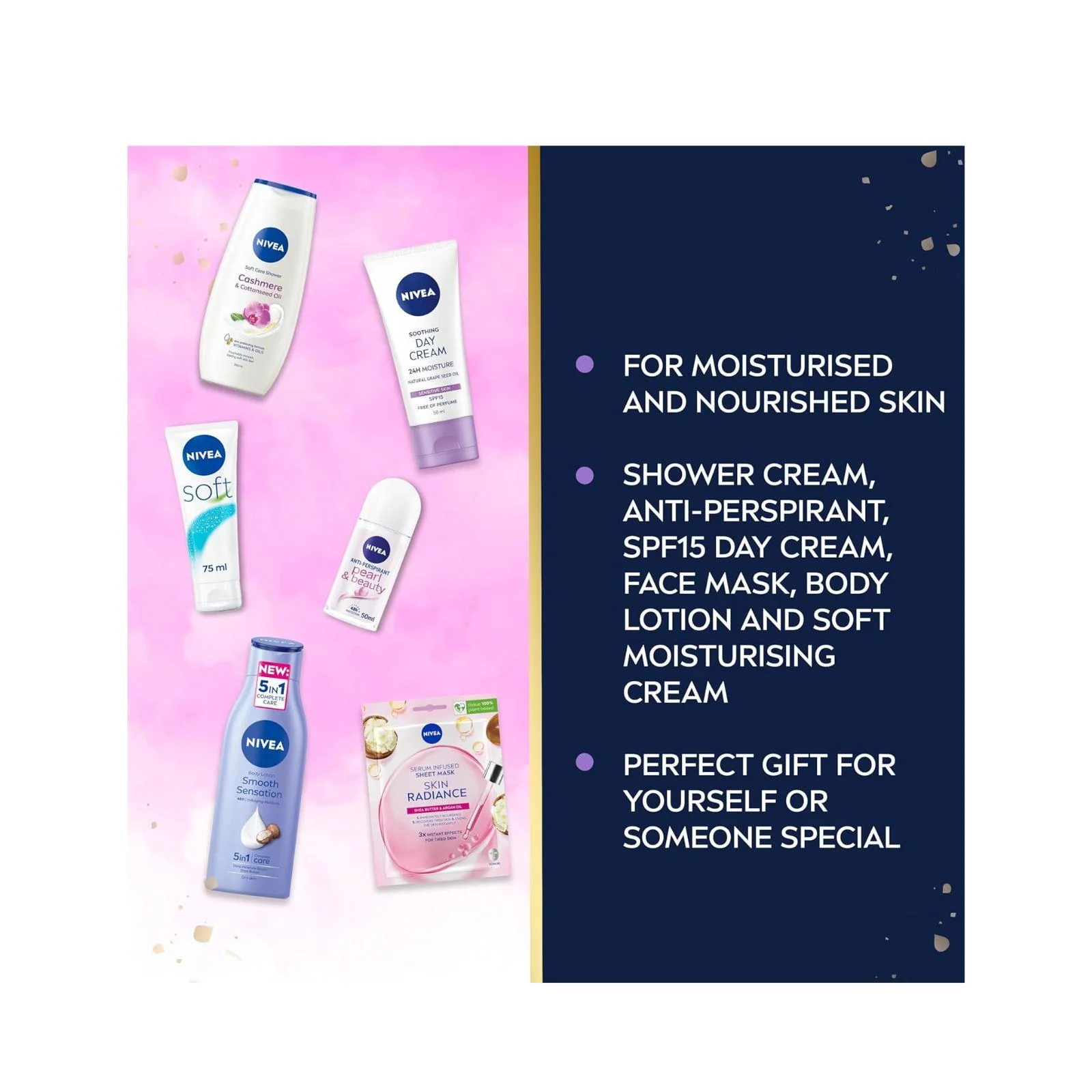 Nivea Feel Pampered Skincare Women's Gift Set 6 Product - Image 2