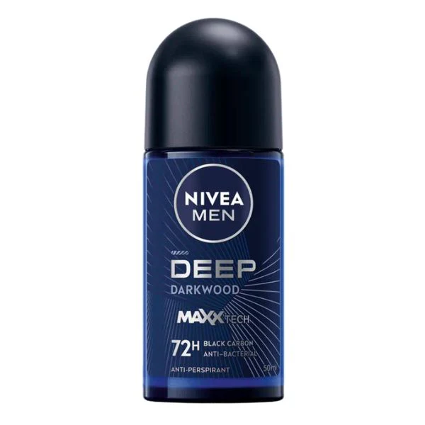 Nivea Men Deep Black Carbon Dark Wood Anti-Perspirant Roll-On, 50ml
