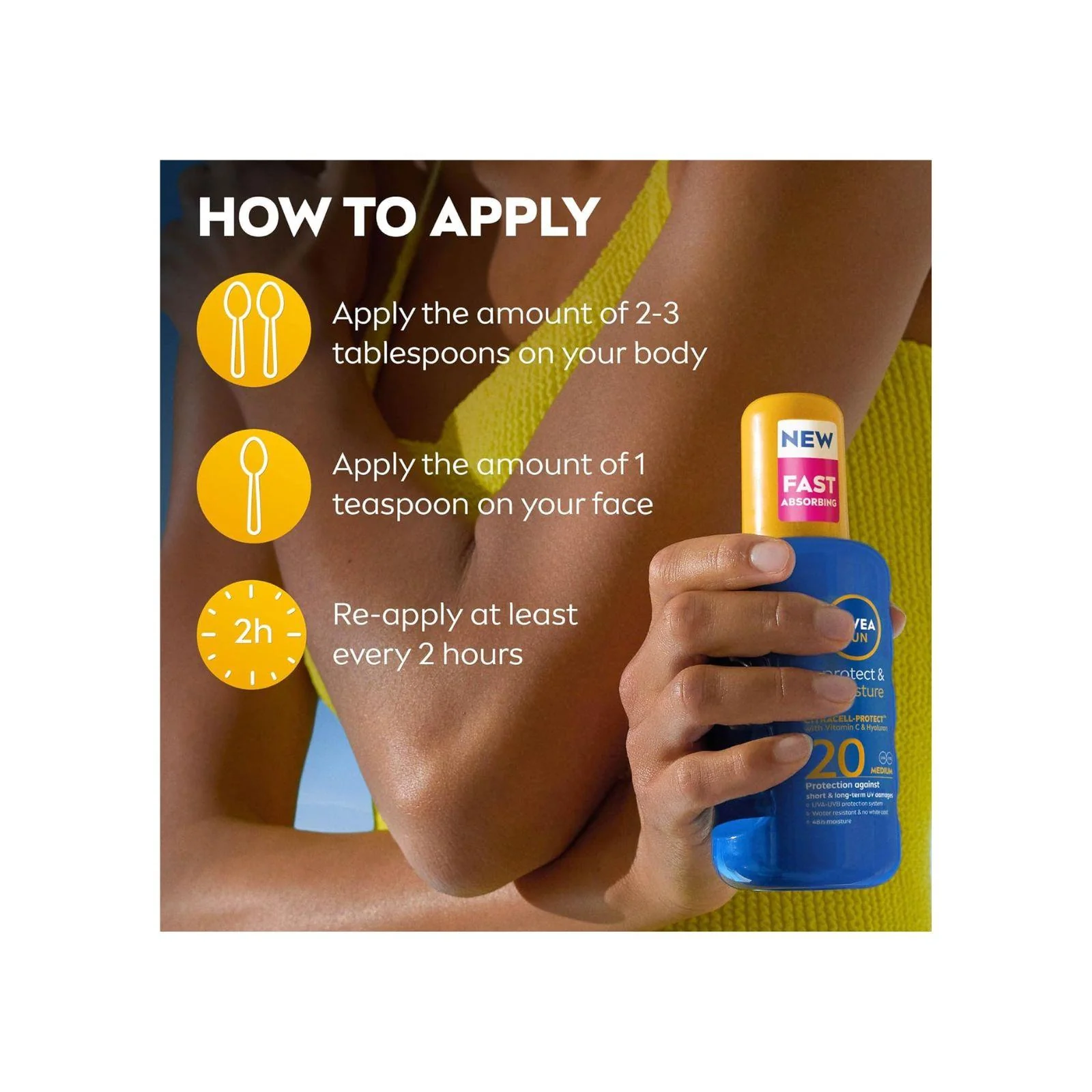 NIVEA Sun Kids Protect & Moisture UV Protection, Water Resistant SPF 20 - Image 3