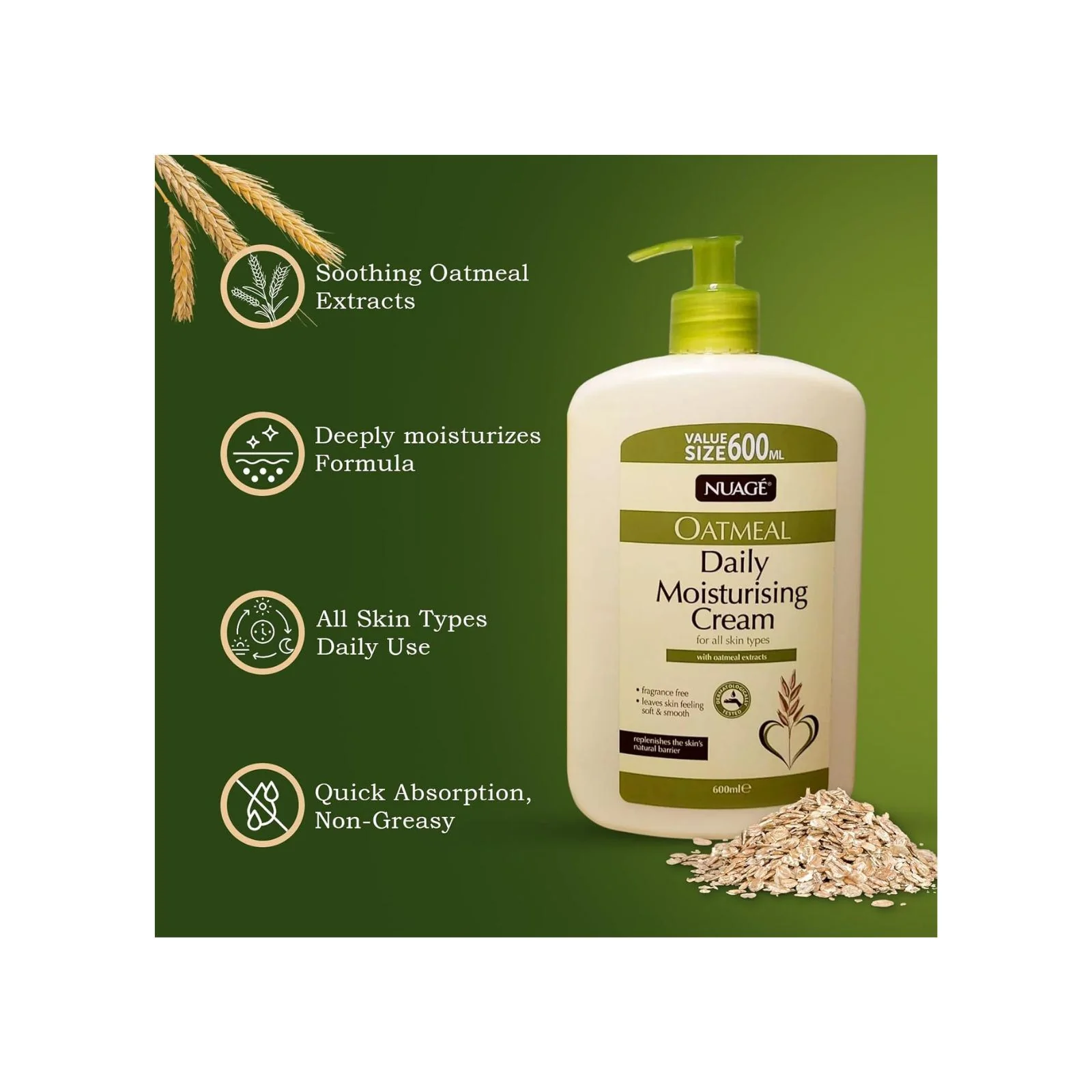 Nuage Oatmeal Daily Moisturising Cream 600ml - Image 2