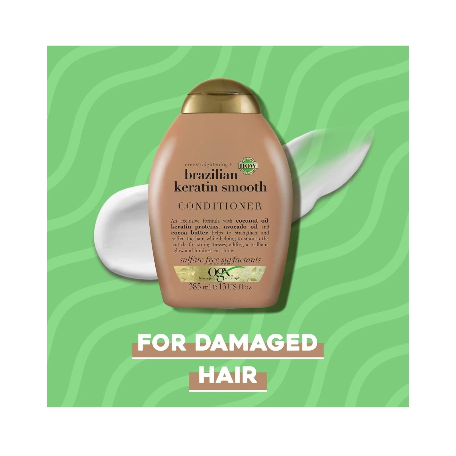 OGX Brazilian Keratin Smooth Conditioner 385ml - Image 3