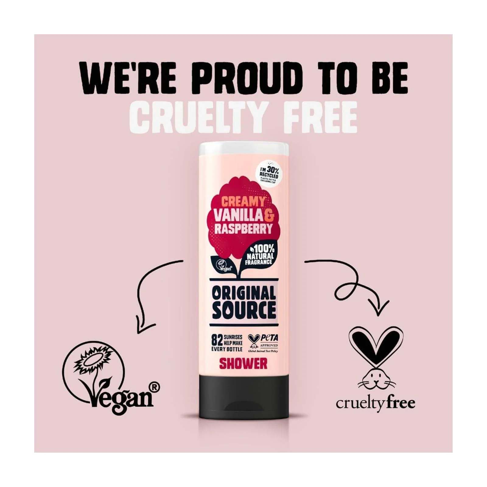 Original Source Creamy Vanilla & Raspberry Shower Gel 250 ml - Image 3