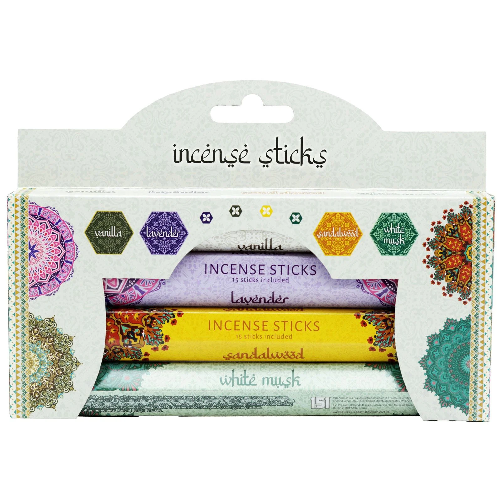 Pan Aroma 4pk Incense Sticks - Vanilla, Lavender, Sandalwood, White Musk
