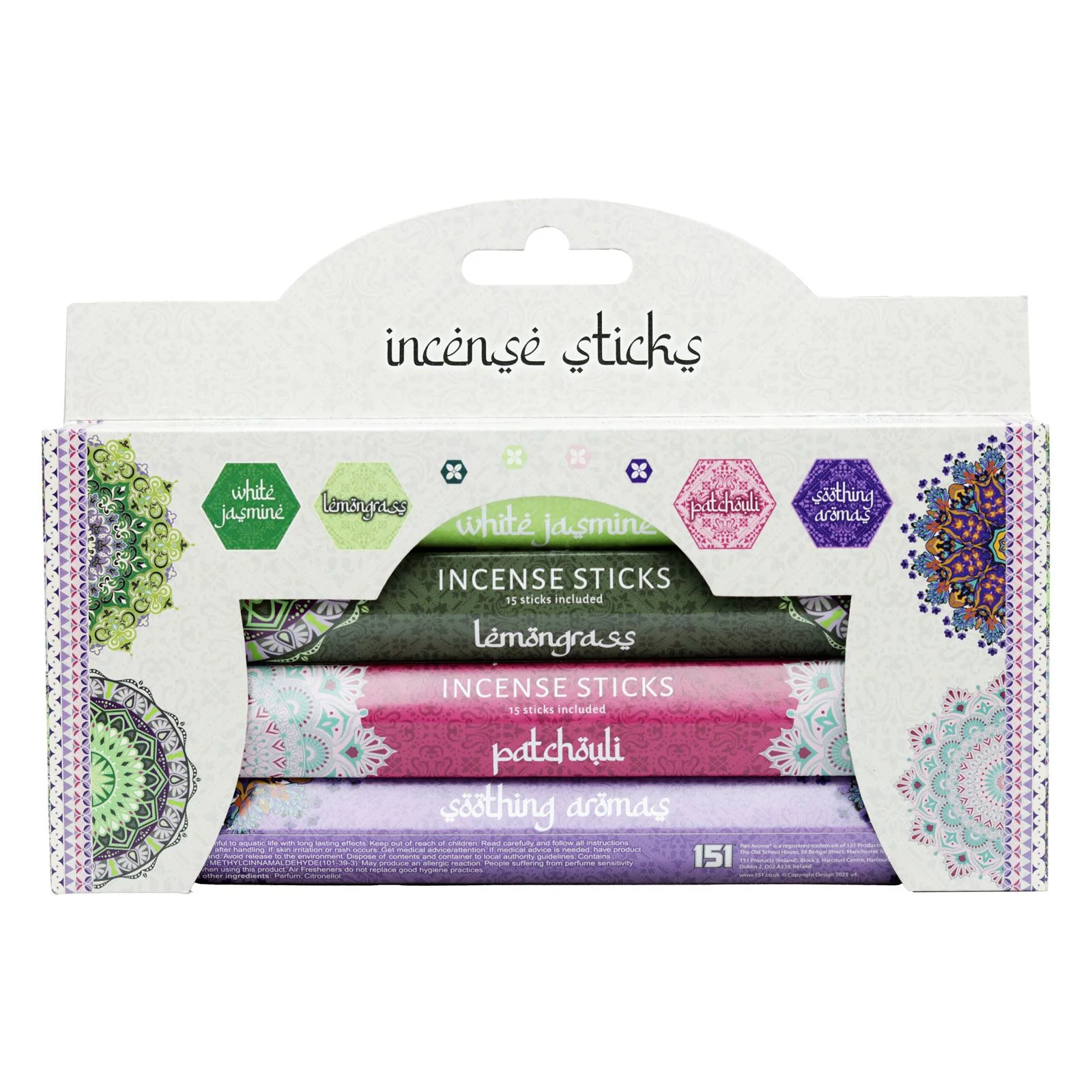 Pan Aroma 4pk Incense Sticks - White Jasmine, Lemongrass, Patchouli, Soothing Aromas