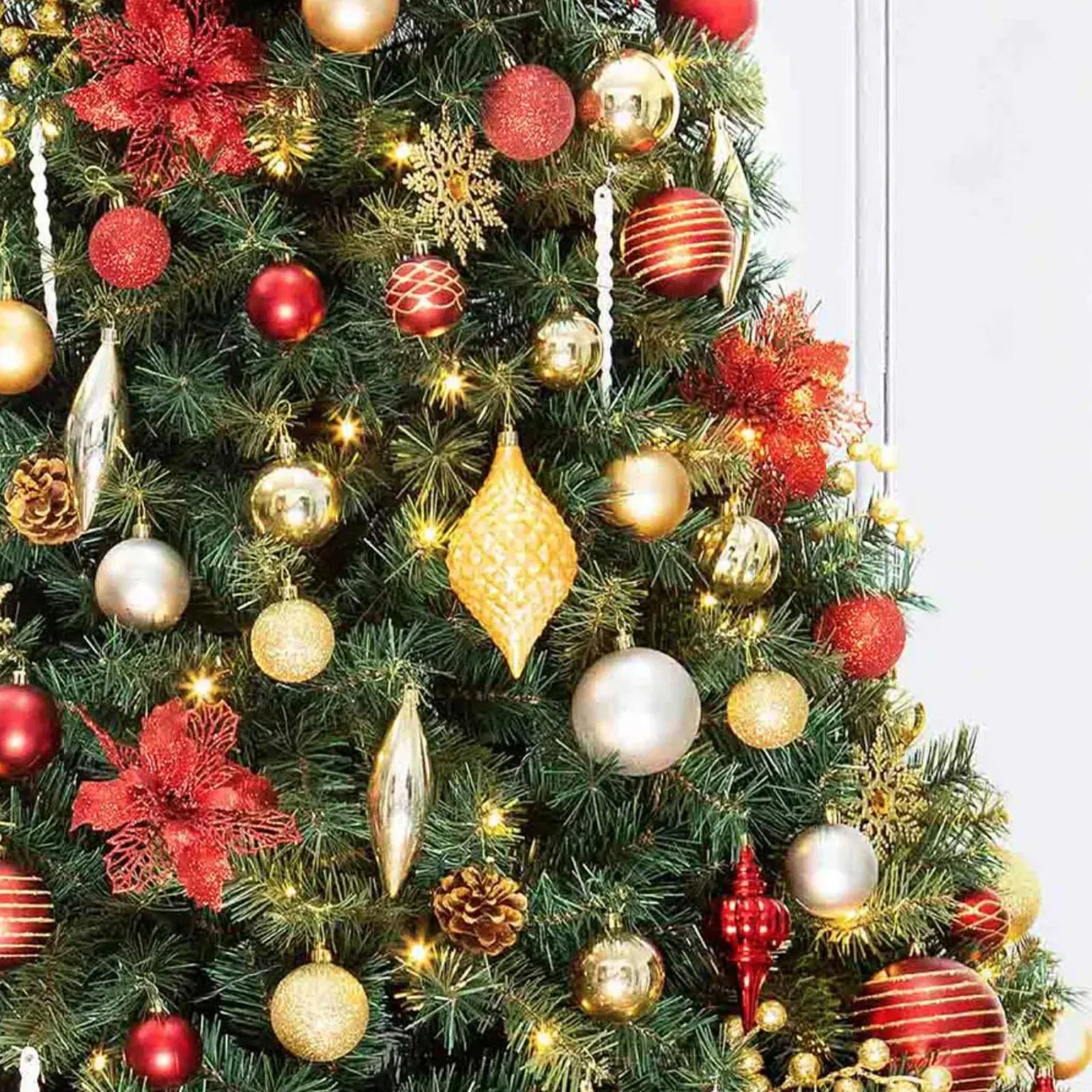 Portland Fir 8ft Decorated Christmas Tree - Twin Peaks (Red) - Image 3