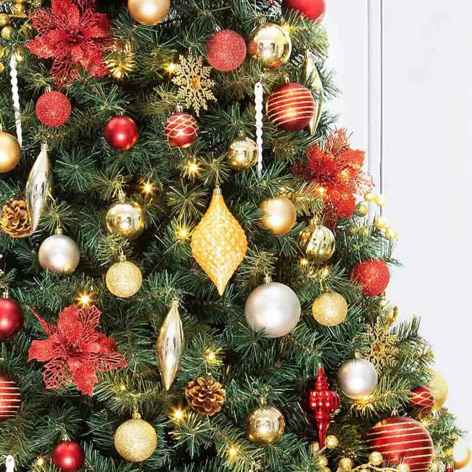 Portland Fir 8ft Decorated Christmas Tree - Twin Peaks (Red) - Image 5