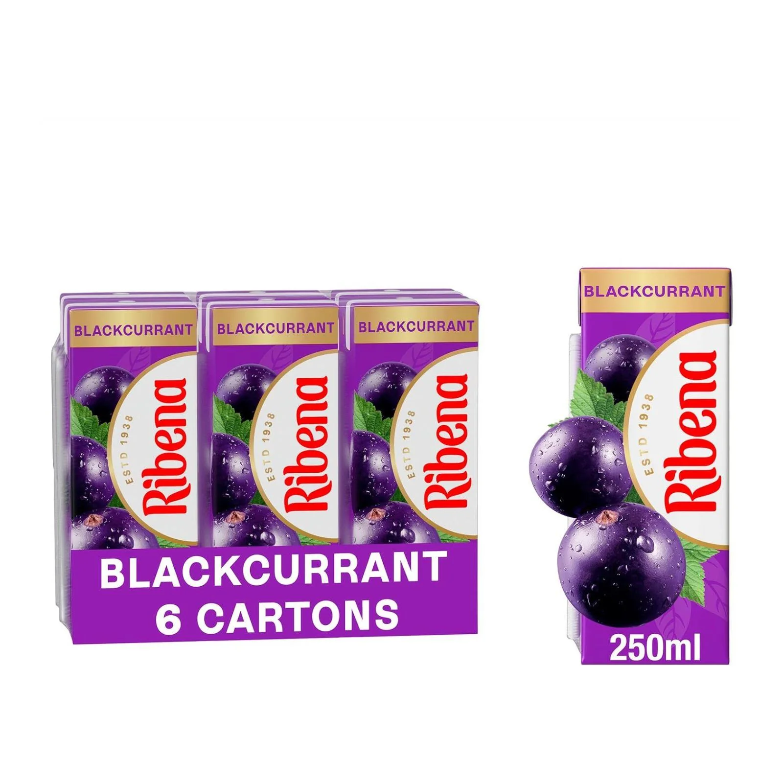 Ribena Blackcurrant Juice Drink Cartons 6 Pack 250ml (Box of 4) - Image 2