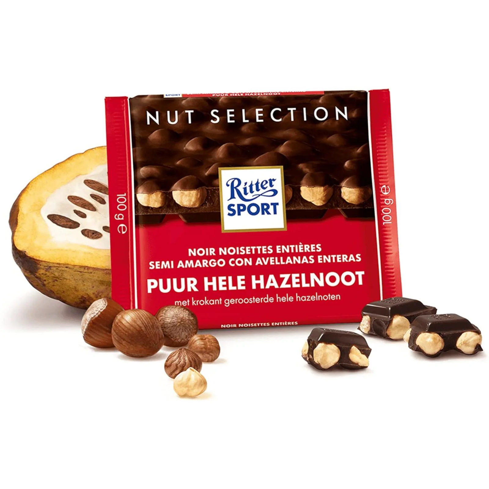 Ritter Sport Chocolate Dark Whole Hazelnut 100g (Box of 10) - Image 2