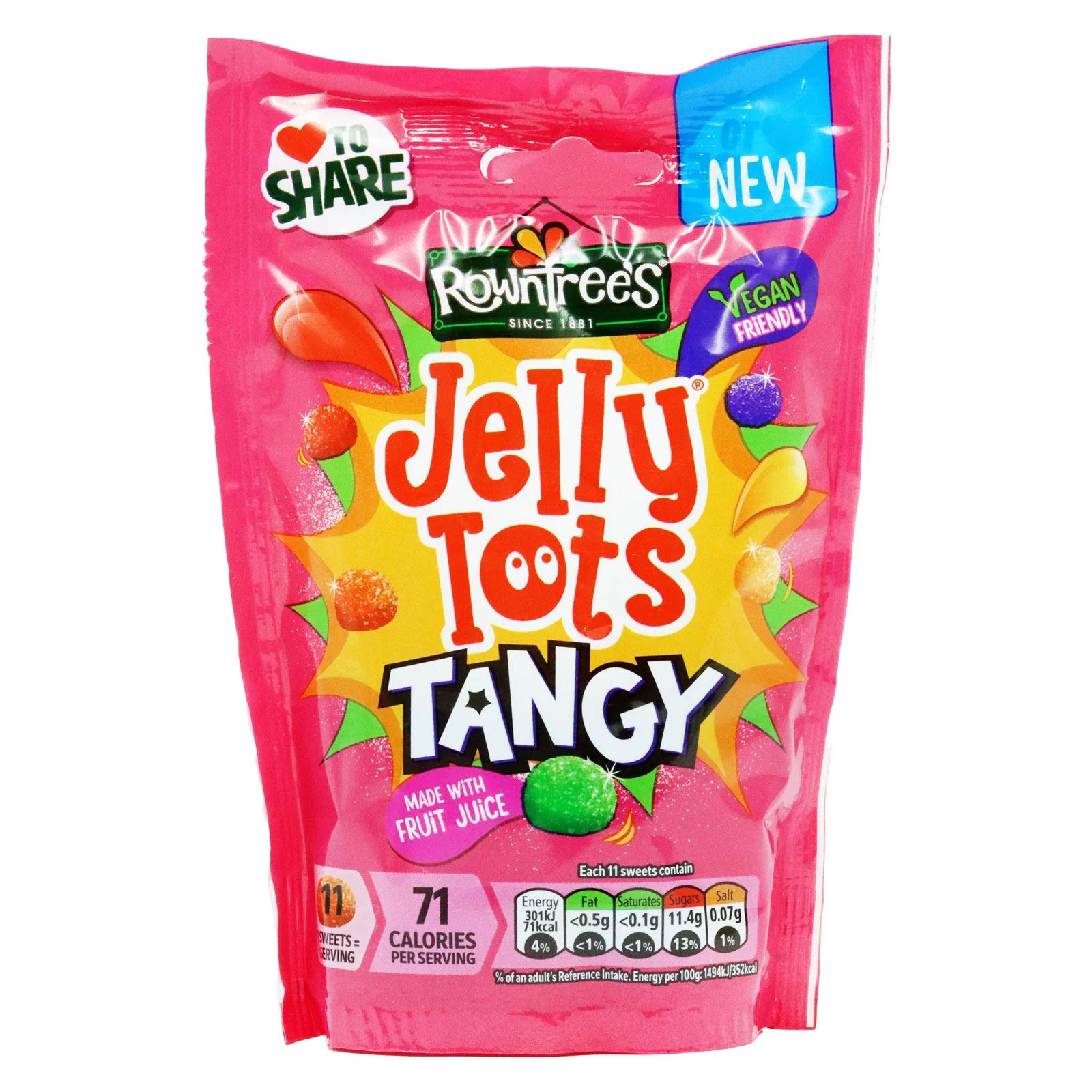 Rowntree's Jelly Tots Tangy Sweets Sharing Bag 140g (Box of 10) - Image 2