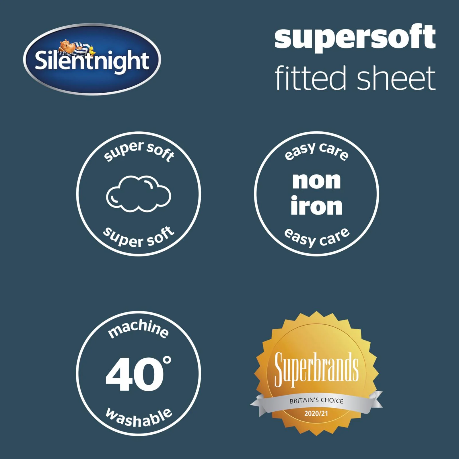 Silentnight Supersoft Single Fitted Sheet Navy Blue Bed Linen - Image 3