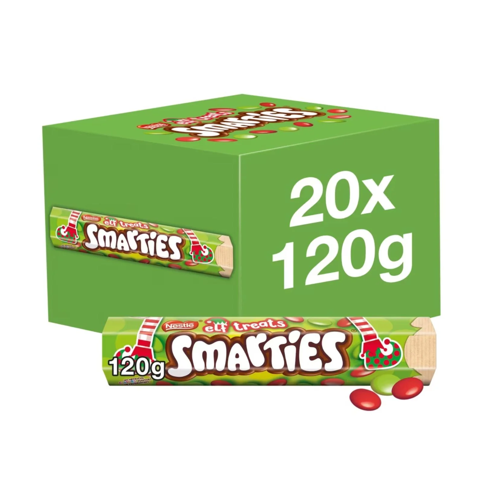 Smarties Elf Treats Milk Chocolate Giant Tube 120g (Box of 20)