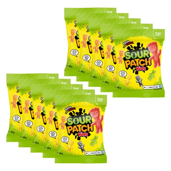 Sour Patch Kids Soft & Chewy Gummy Candy, Sweets Sharing Bag (10 x 105g)