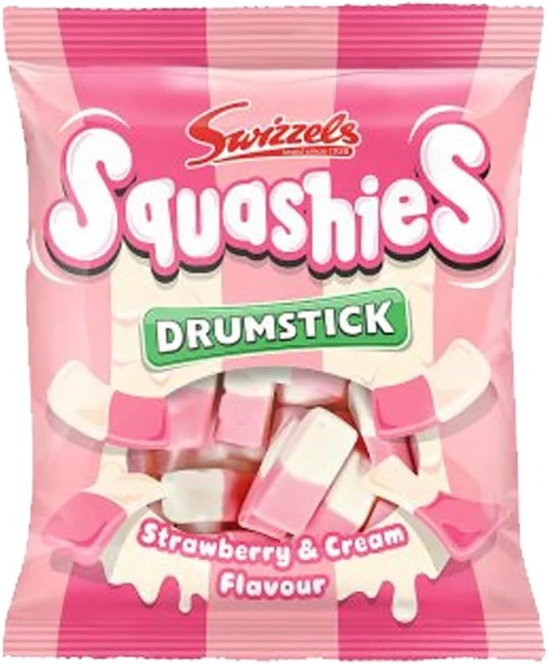Swizels Squashies Drumstick Strawberry & Cream Flavour Sweets 140g (Box of 12)