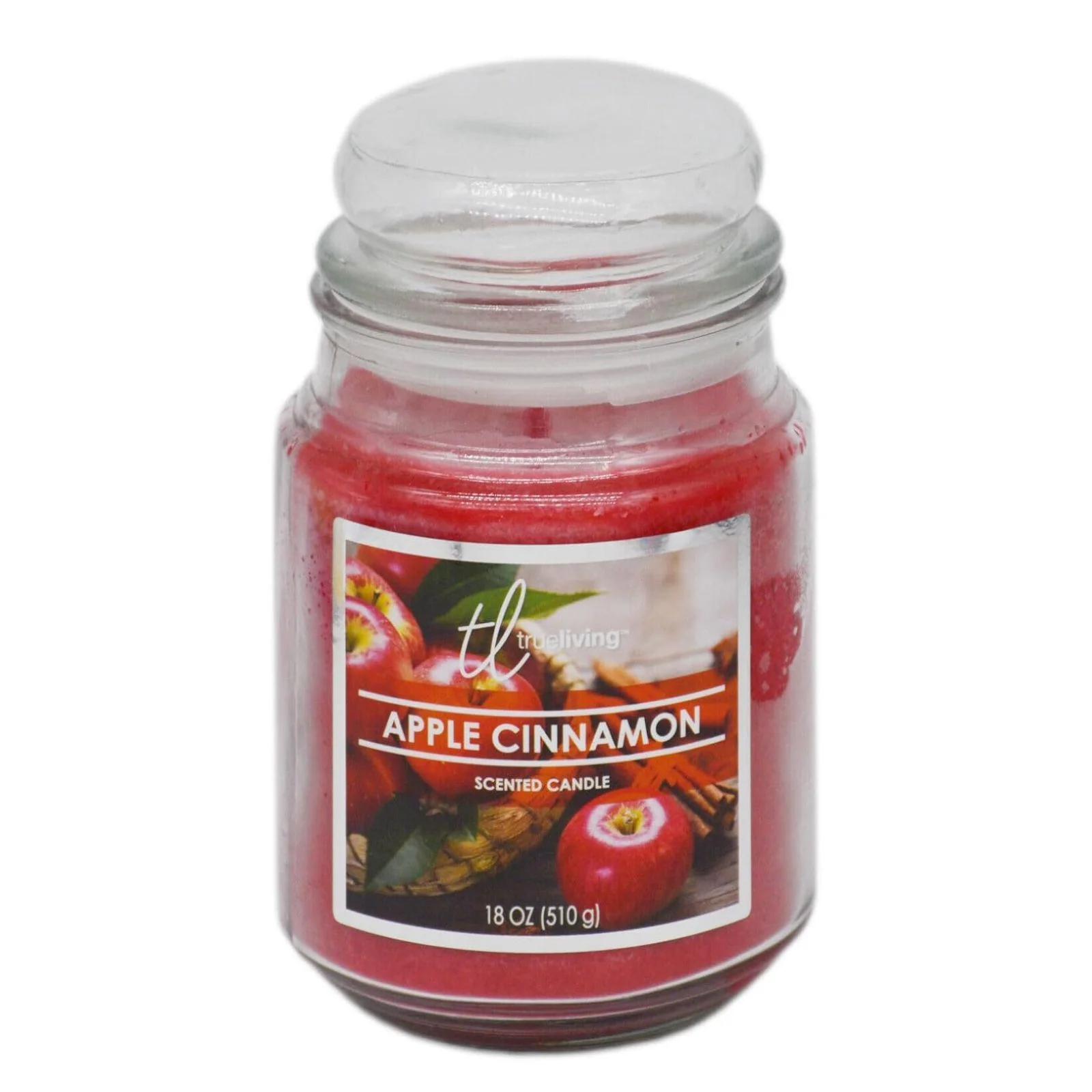 True Living Apple Cinnamon Scented Glass Jar Candle - Large Jar Candle 18oz
