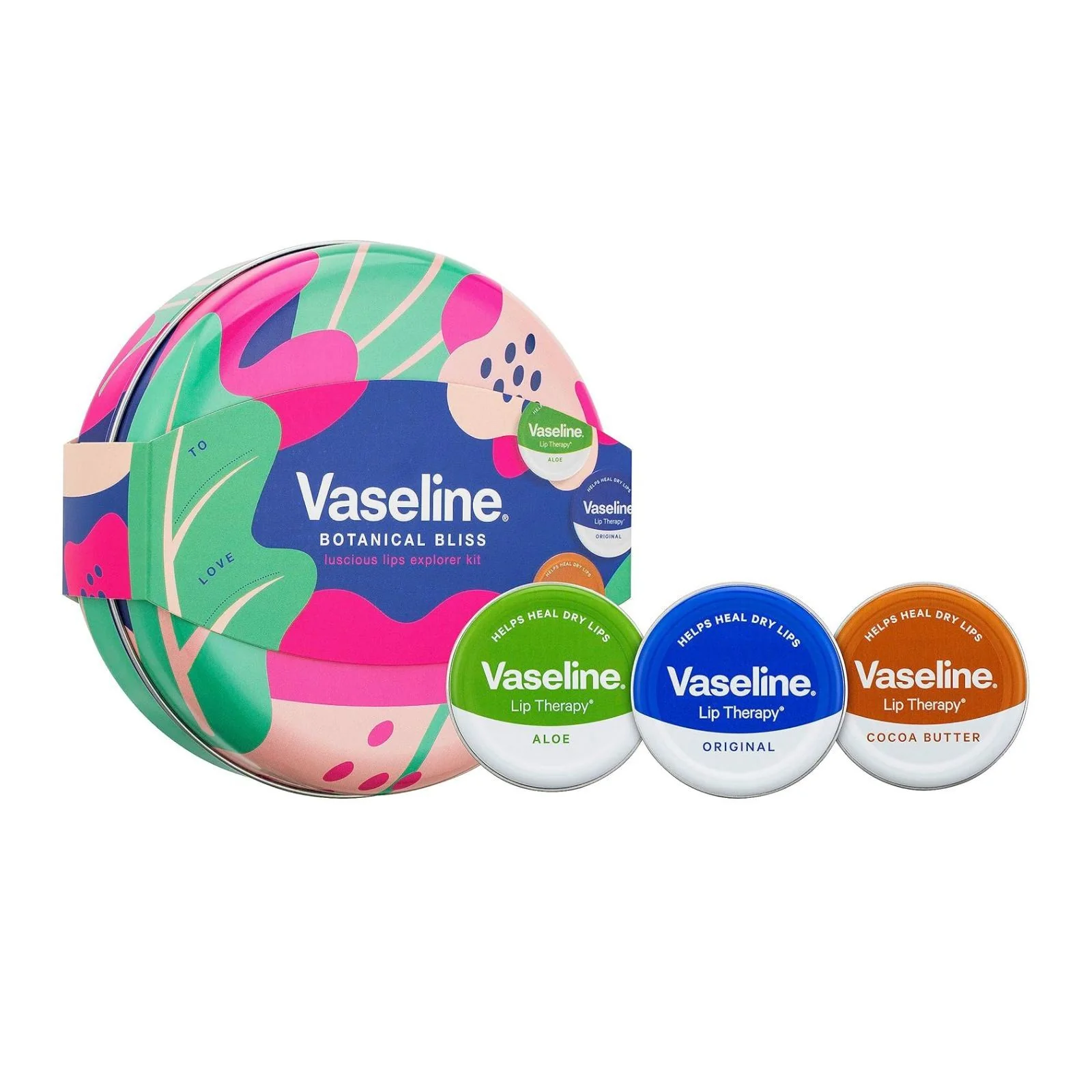 Vaseline Luscious Lips Explorer Kit Gift Set with 3 lip balms for beautiful, healthy lips 3 piece