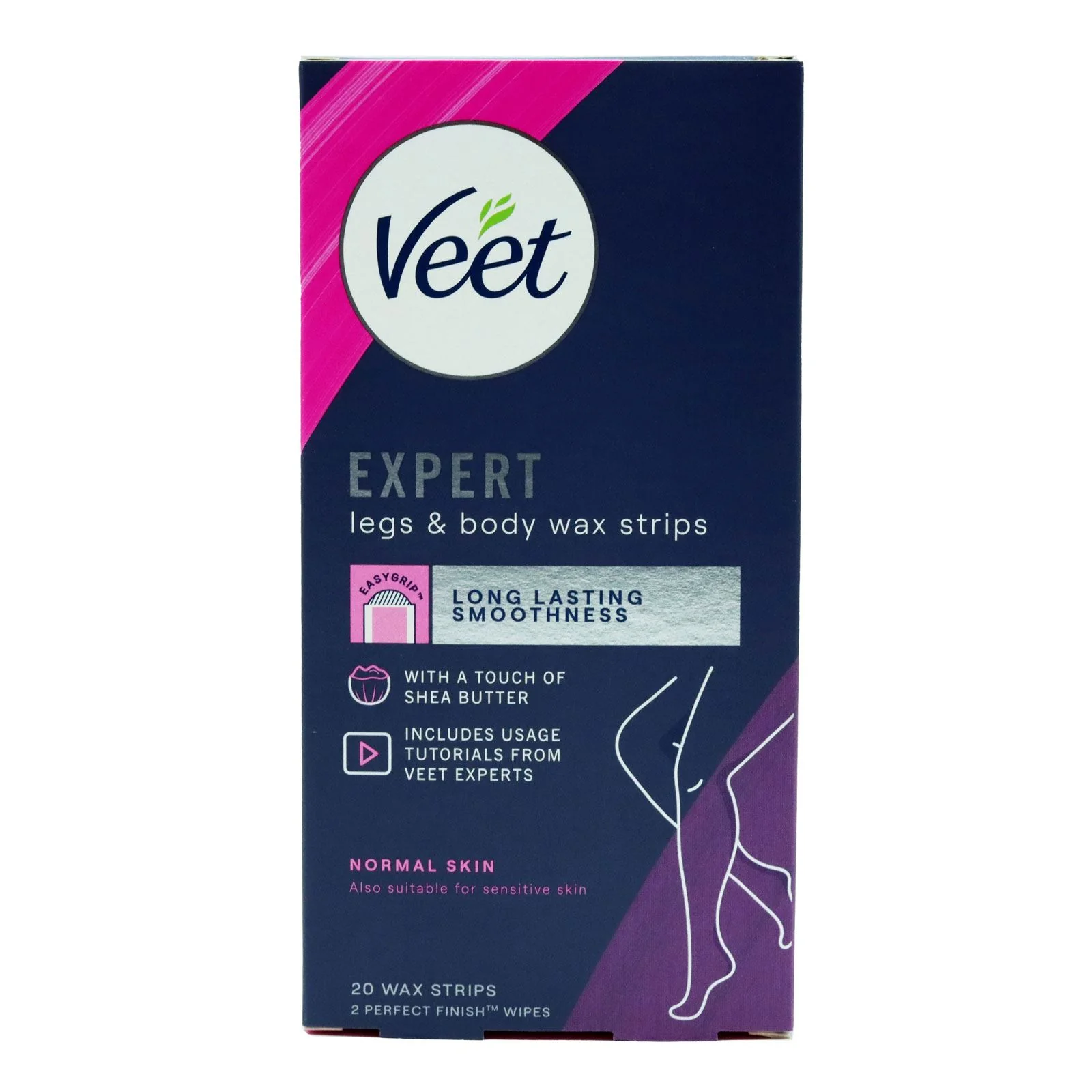 Veet Expert cold wax strips body & legs - wax strips for hair removal for all skin types including sensitive skin 20 strips