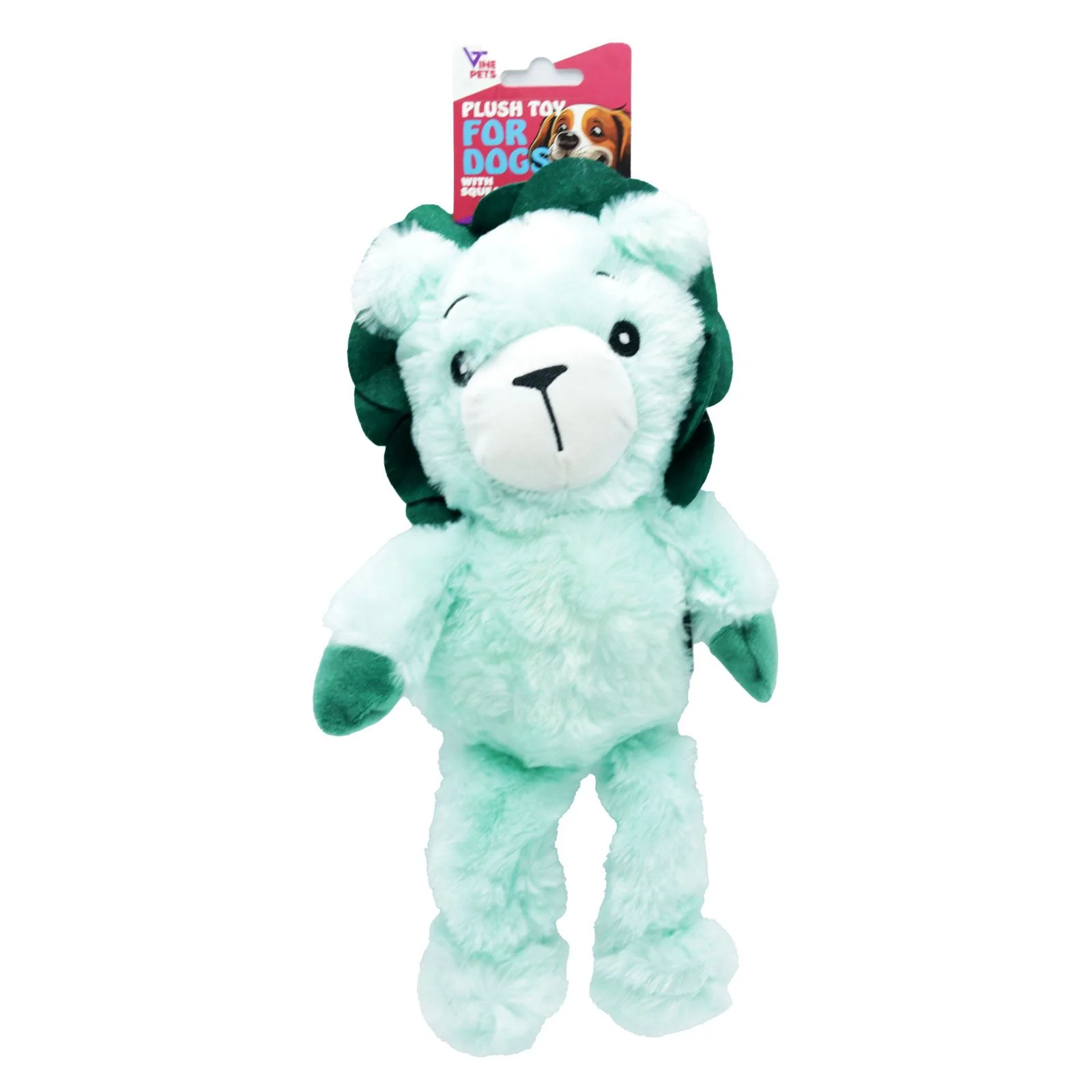 Vine Pets Plush Toy for Dogs With Squeaker, Bungee Lion