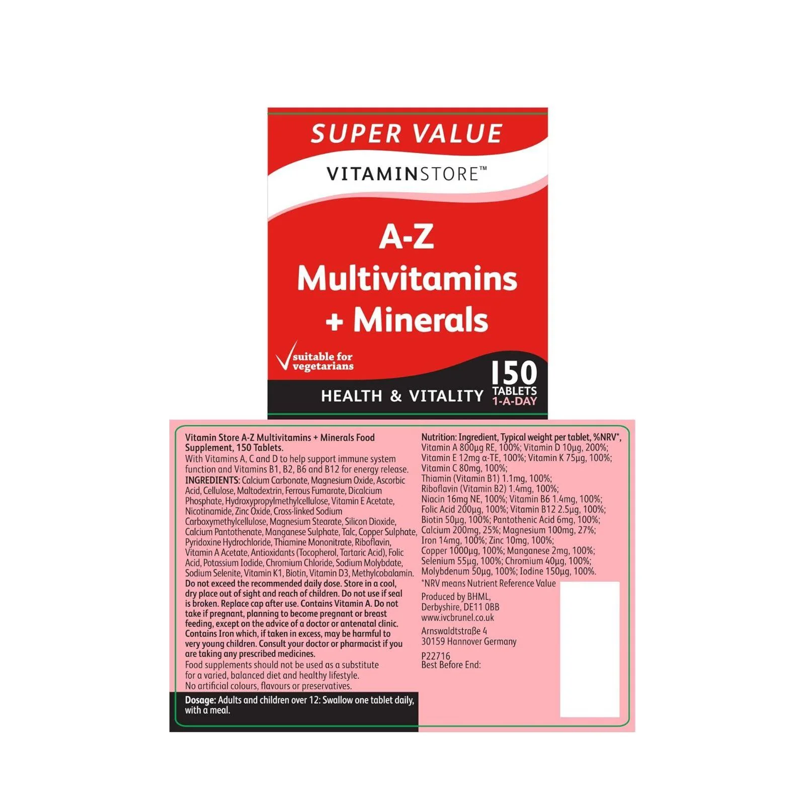 Vitamin Store A-Z Multivitamins & Minerals Food Supplement, 150 Tablets - Image 3