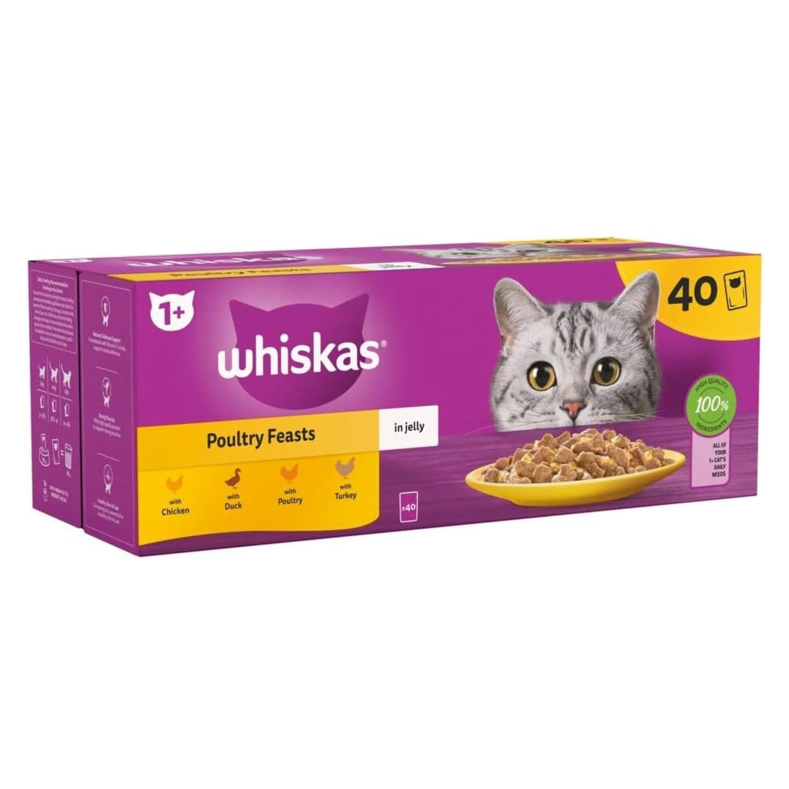 WHISKAS - 1+ Adult Wet Cat Food Pouches 85g (Box 0f 40)