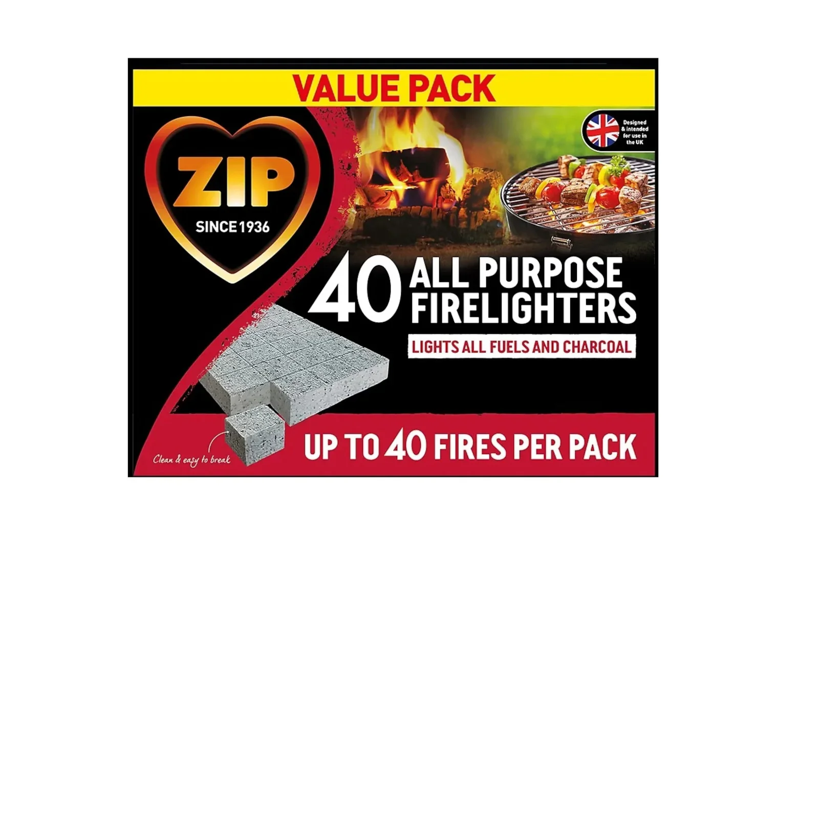Zip Firelighters Value Pack 40 Cubes