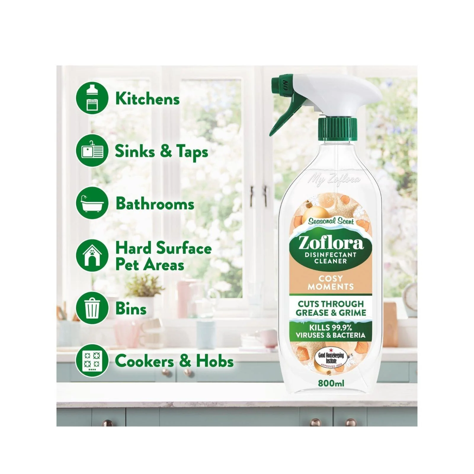 Zoflora Cosy Moments Multipurpose Disinfectant Trigger Spray, 800ml - Image 2