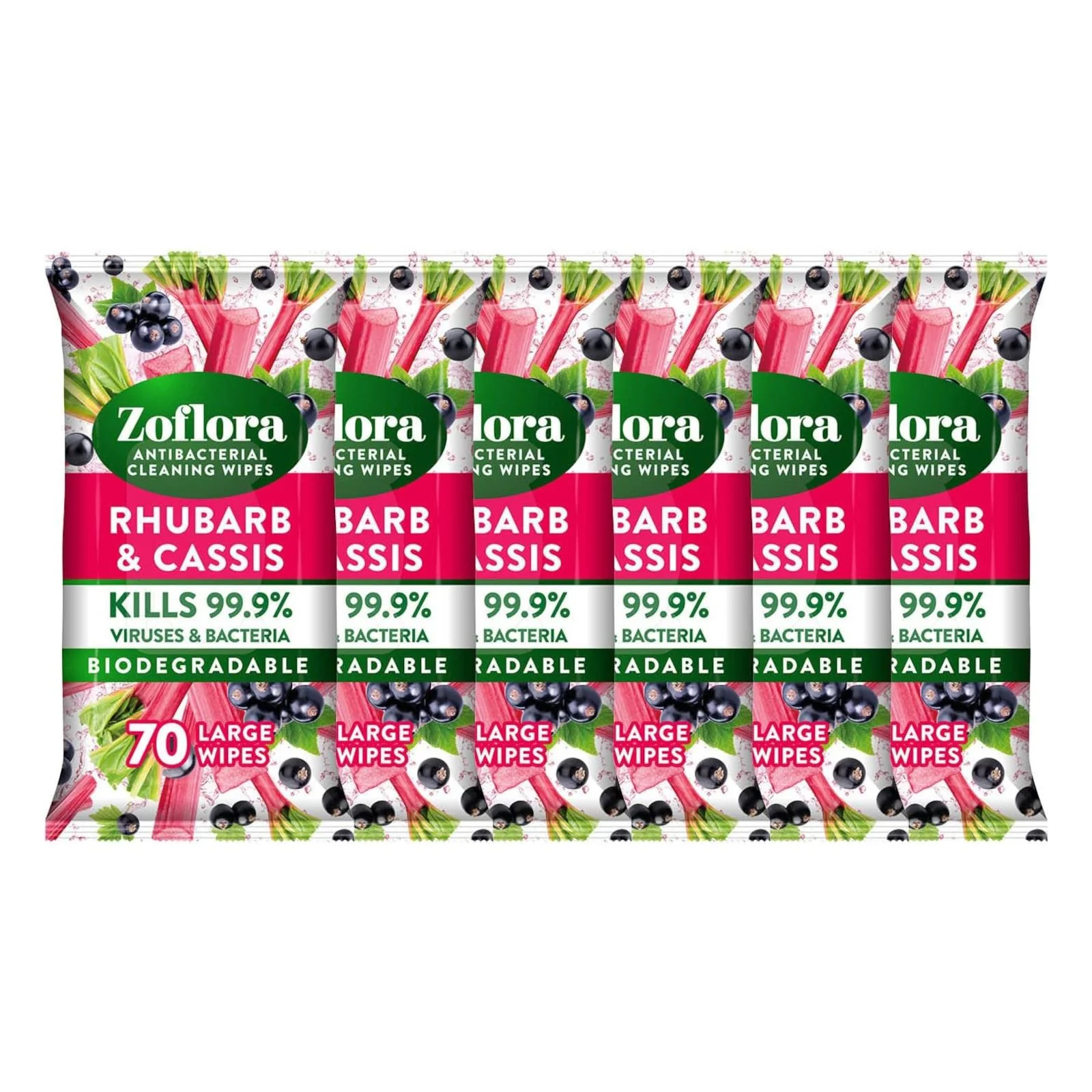 Zoflora Wipes Rhubarb Cassis 70's (Box of 6)
